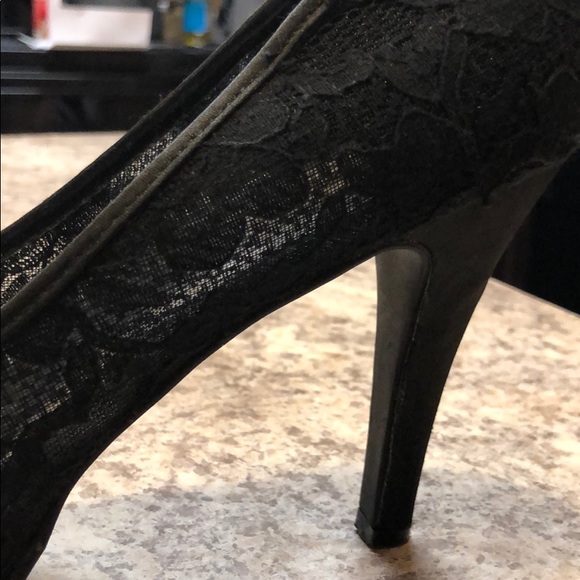 Deb Black Lace Peep-Toe Heels - Picture 5 of 5